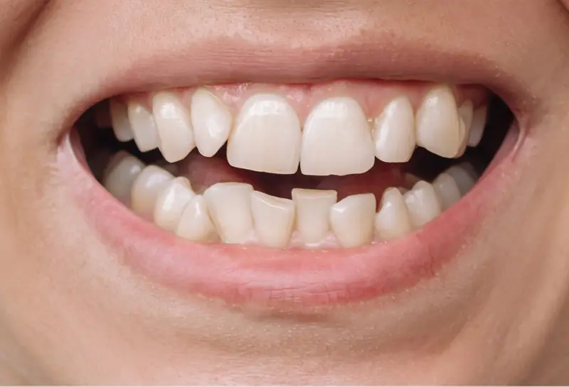 Πριν: στραβά δόντια πριν τη θεραπεία Invisalign